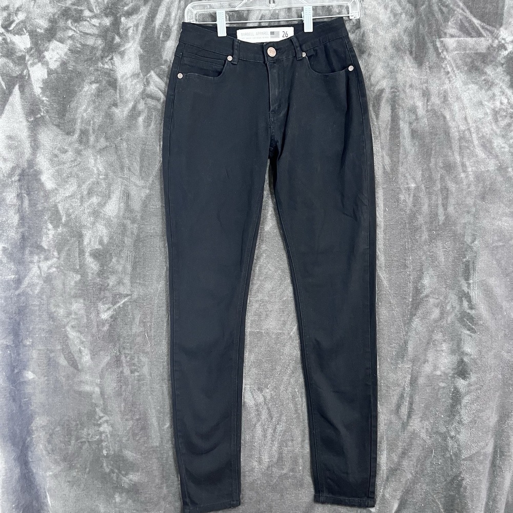 BARBELL APPAREL womens Jeans SIZE 26 ATHLETIC PANTS: Black Slim Stretch
